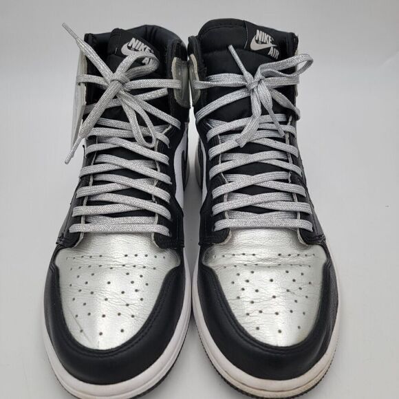 Nike Air Jordan 1‎ High OG Silver Toe Sneakers Black CD0461-001 Shoe Sz 9.5 - Picture 6 of 12
